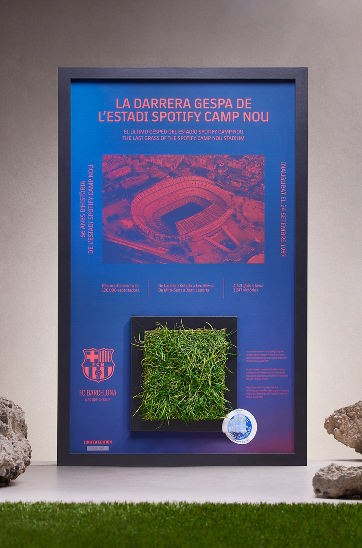 Frame with grass from the last pitch at Spotify Camp Nou – Barça