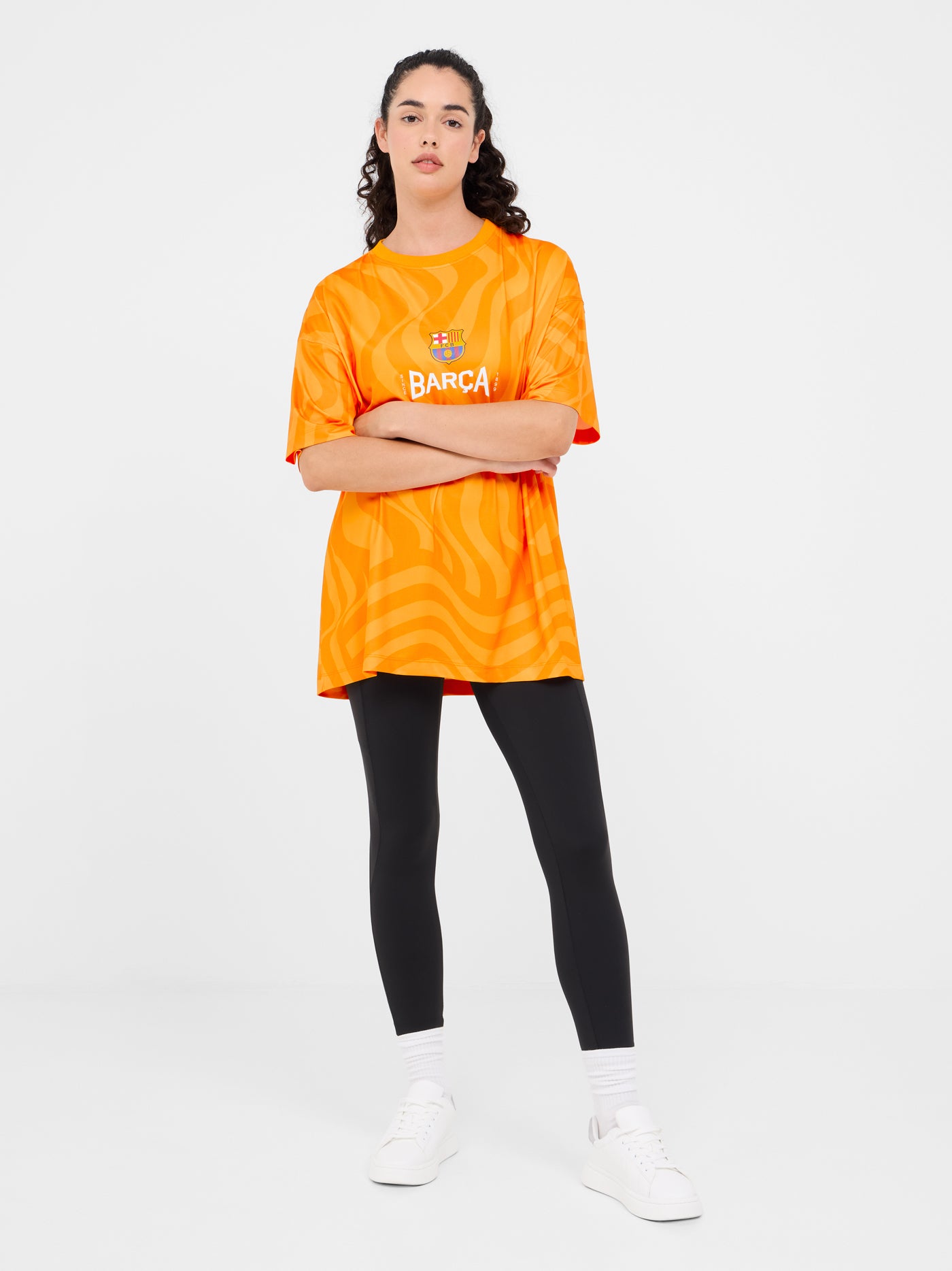 Camiseta de manga corta con trama Barça - Mujer