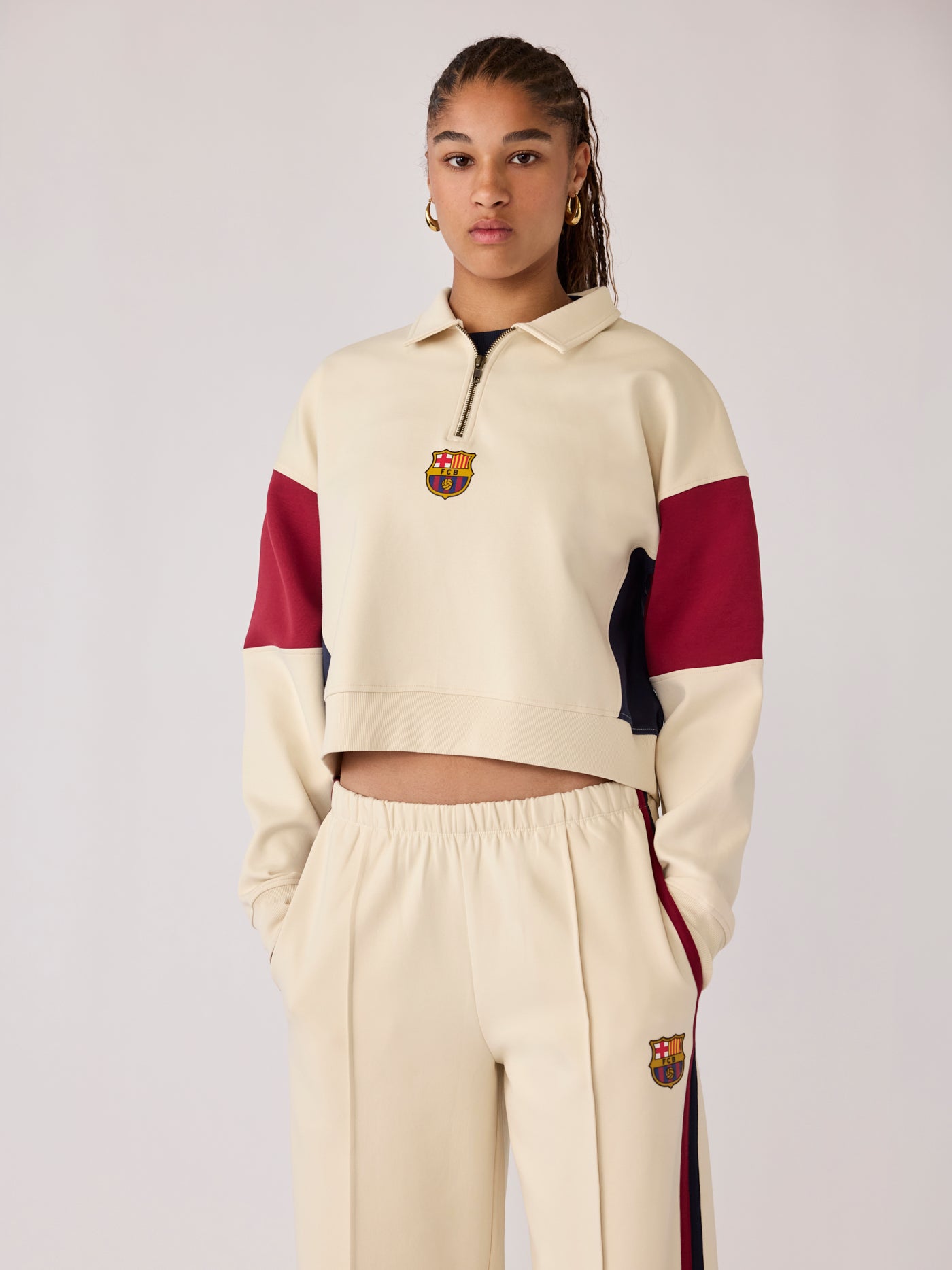 Women's Half-Zip Ecru Core Barça | FC Barcelona – Barça Official Store