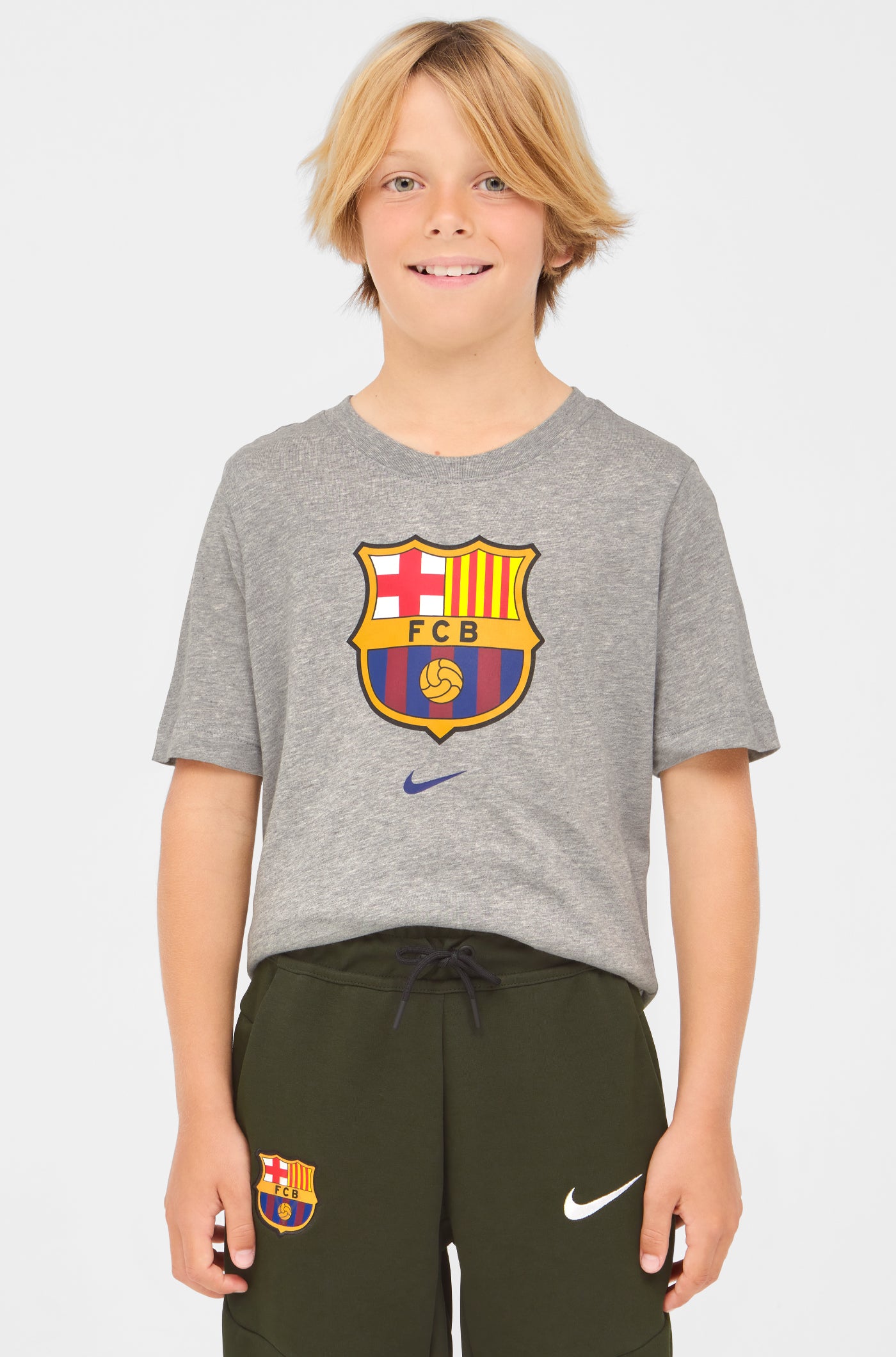 T-shirt grey team crest Barça Nike - Junior