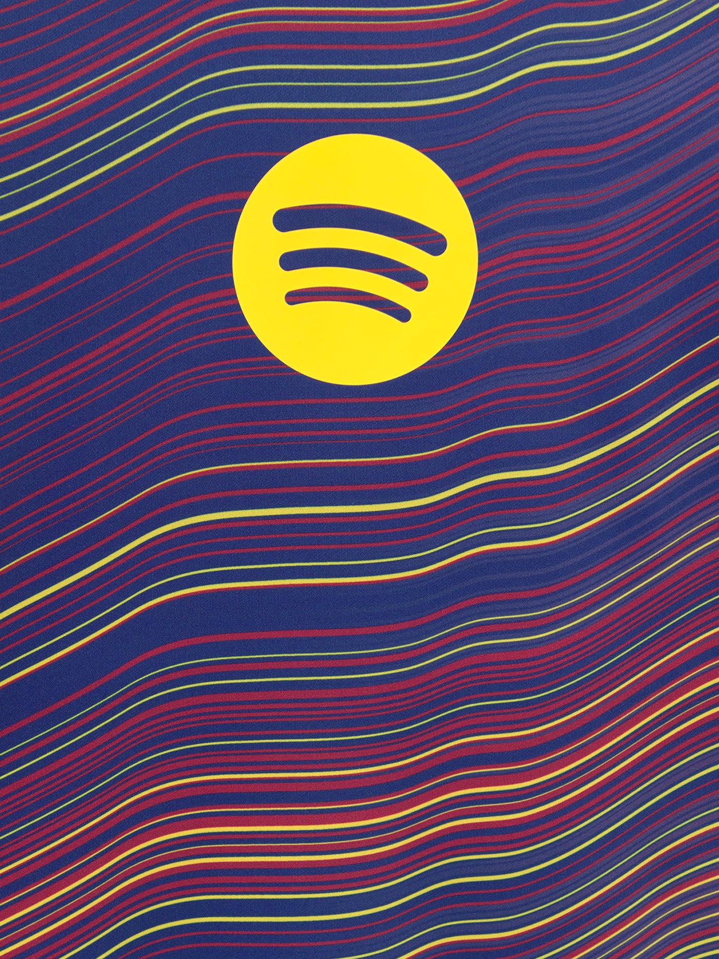 FC Barcelona long-sleeve Nike jersey with multicolor wave pattern, yellow swoosh, club crest, and Spotify logo on the front