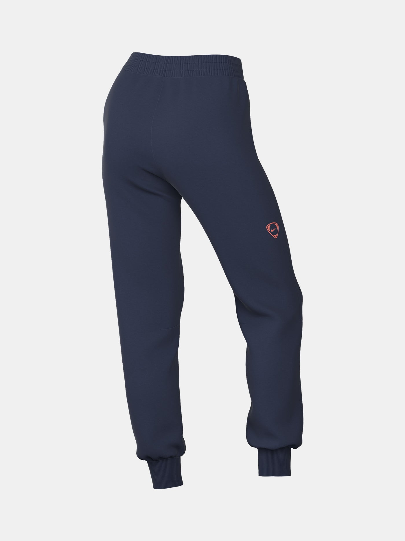 Navy FC Barcelona Nike jogger pants with red crest and Nike swoosh on the front.