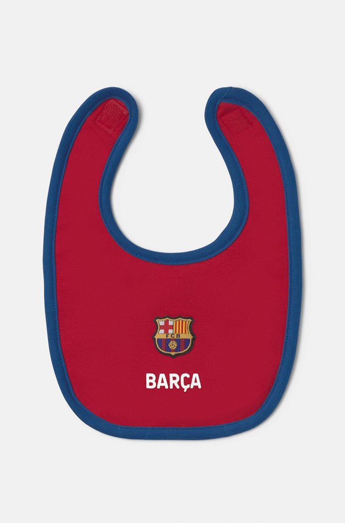 Set of two retro Barça cotton bibs – Baby