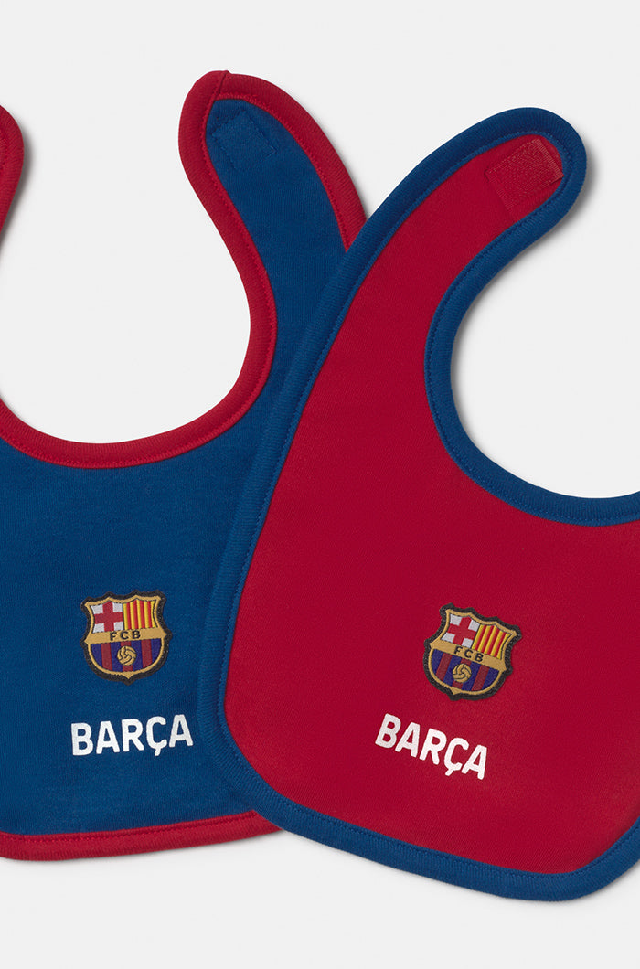 Set of two retro Barça cotton bibs – Baby