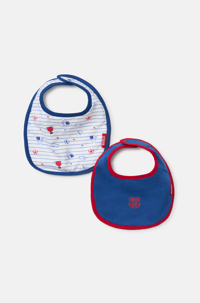 Set of two Barça white and blue cotton bibs – Baby
