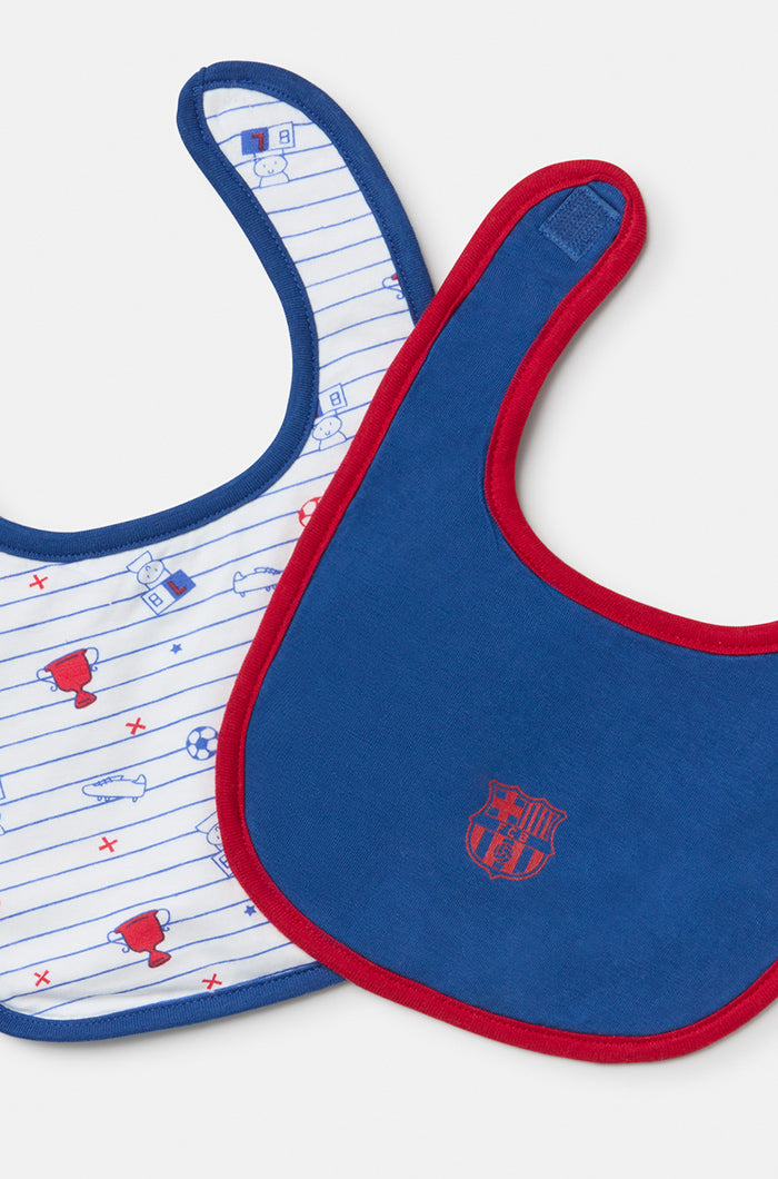 Set of two Barça white and blue cotton bibs – Baby