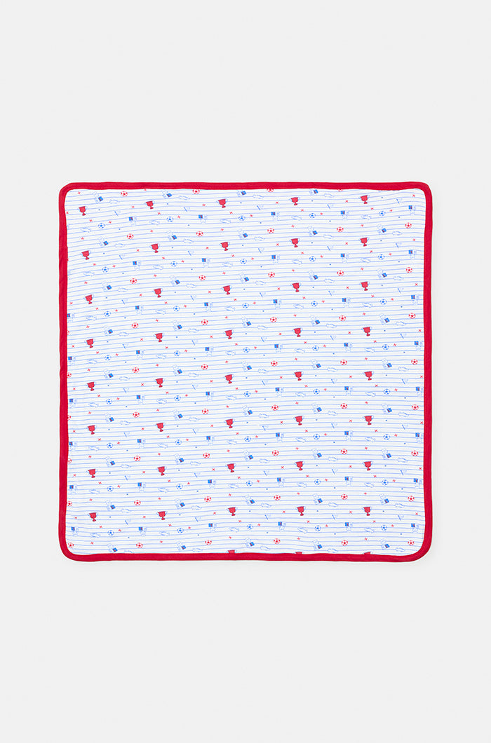 Reversible blue and white cotton Barça baby muslin – Baby