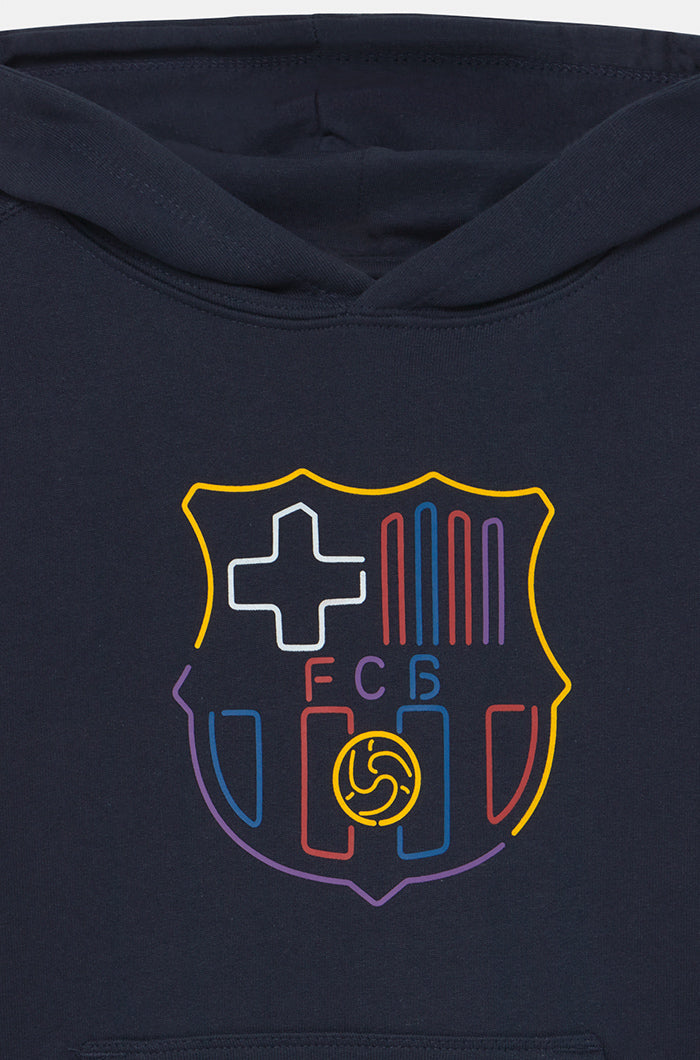 Hooded sweatshirt multicoloured crest Barça - Junior