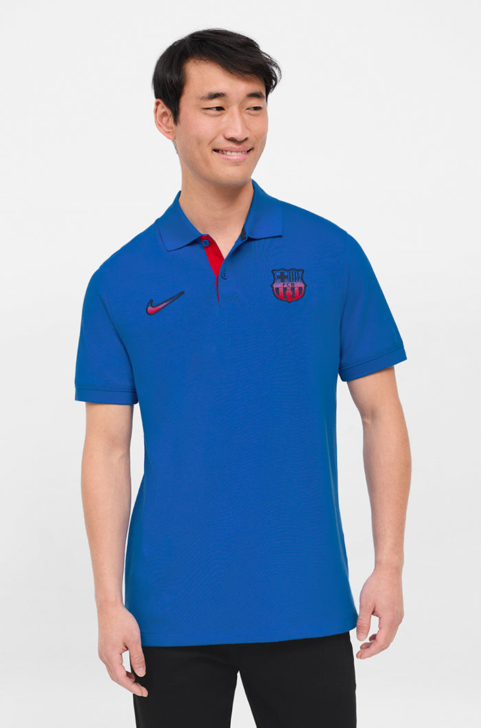 Polo with contrasting Barça Nike crest in blue – Barça Official Store