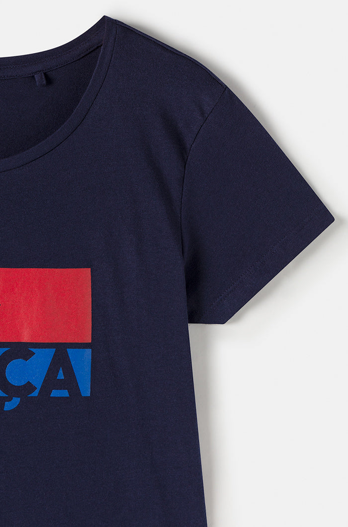 Camiseta escudo y logo FC Barcelona - Marino