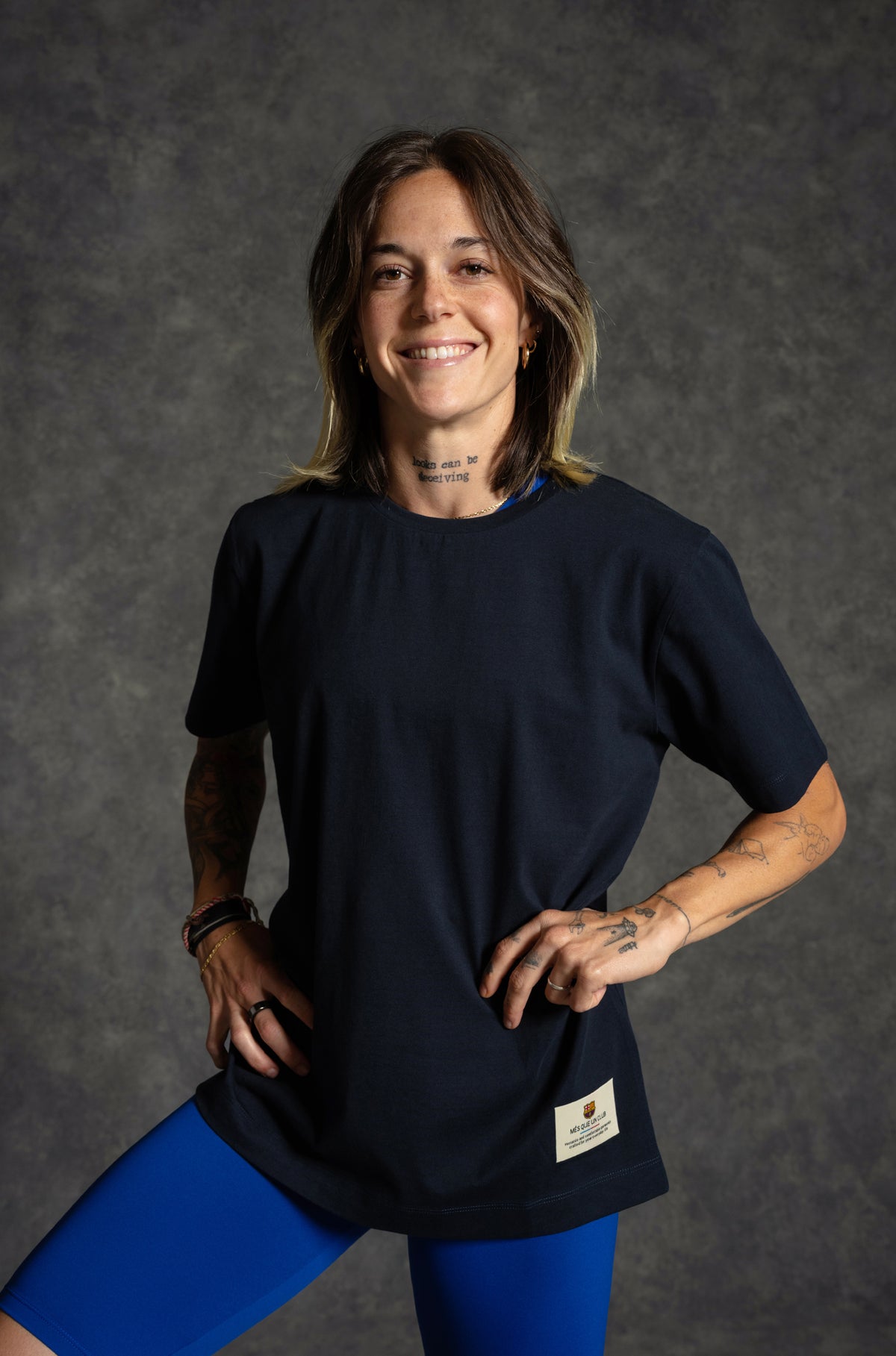 T-shirt bleu marine Barça - Femme