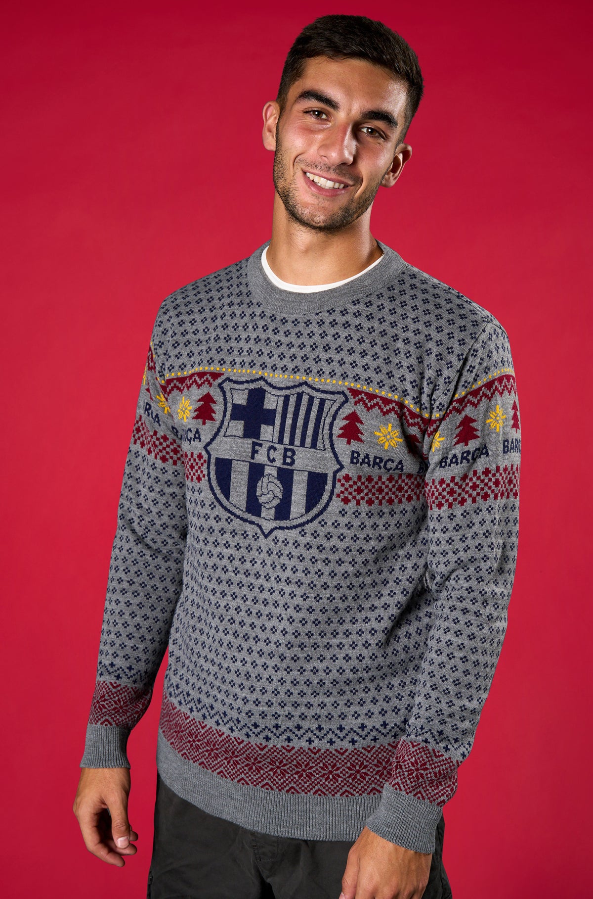 Sweat de Noël gris FC Barcelona