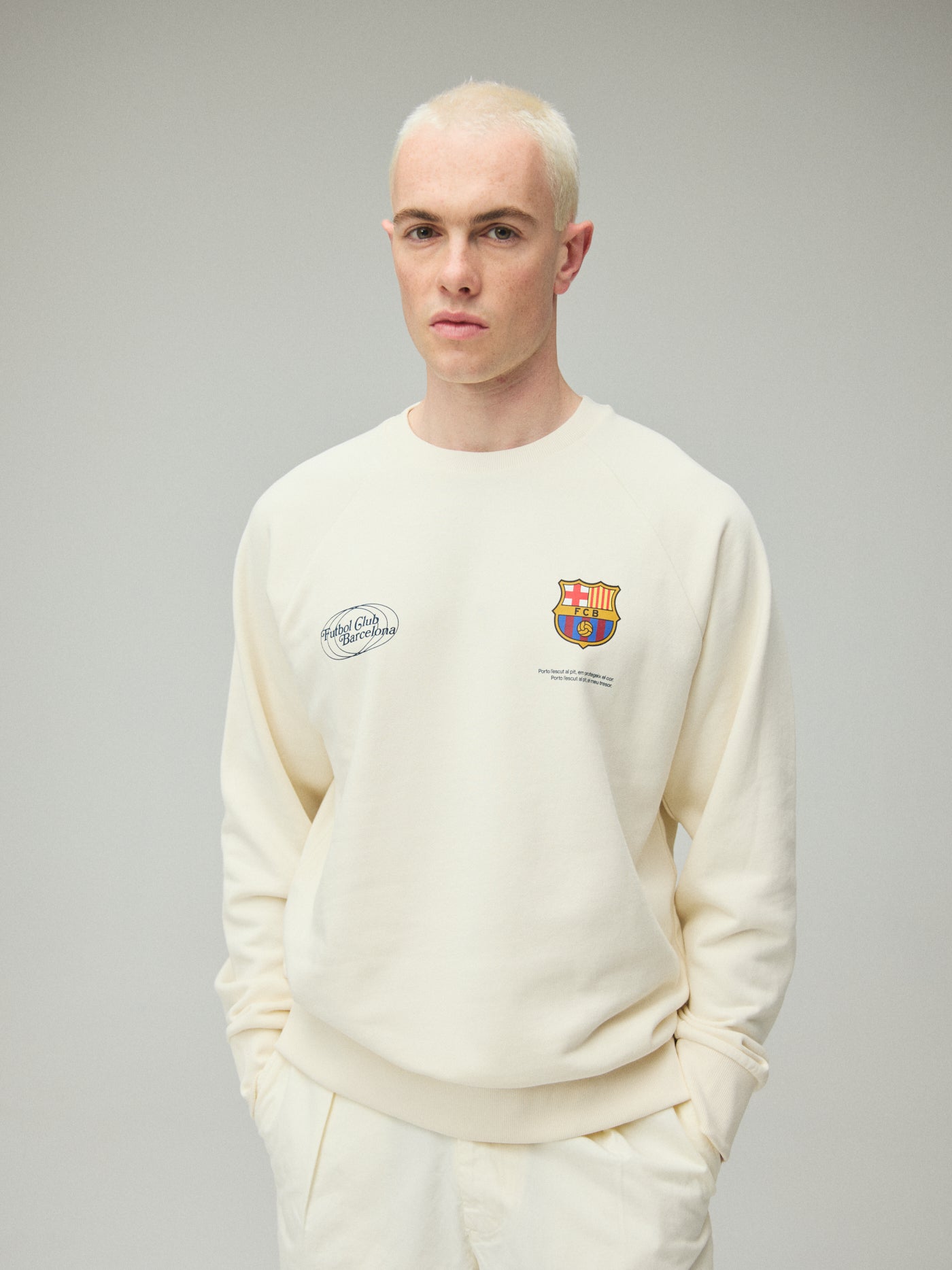 Sudadera ecru sin capucha Barça Core Anthem