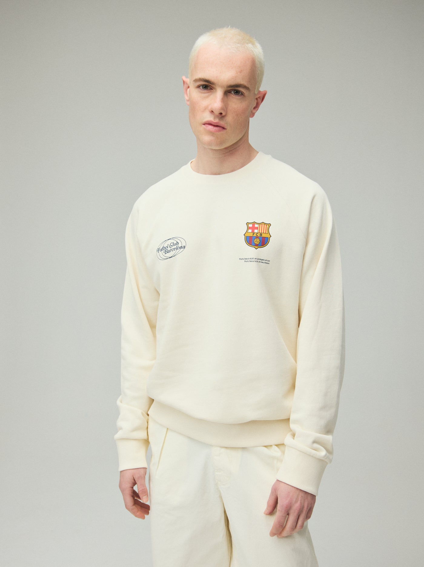 Sudadera ecru sin capucha Barça Core Anthem