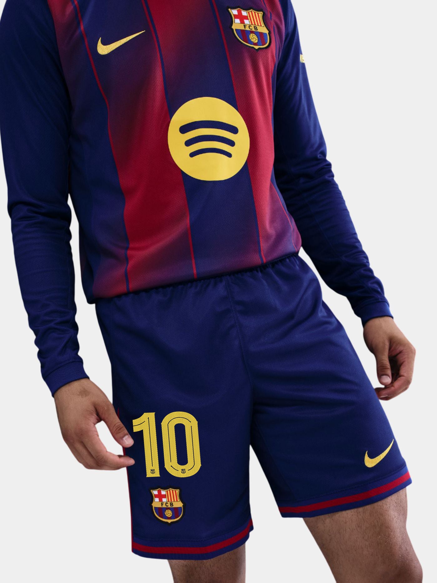 Soccer jersey with Spotify logo and Barcelona FC branding on a white background