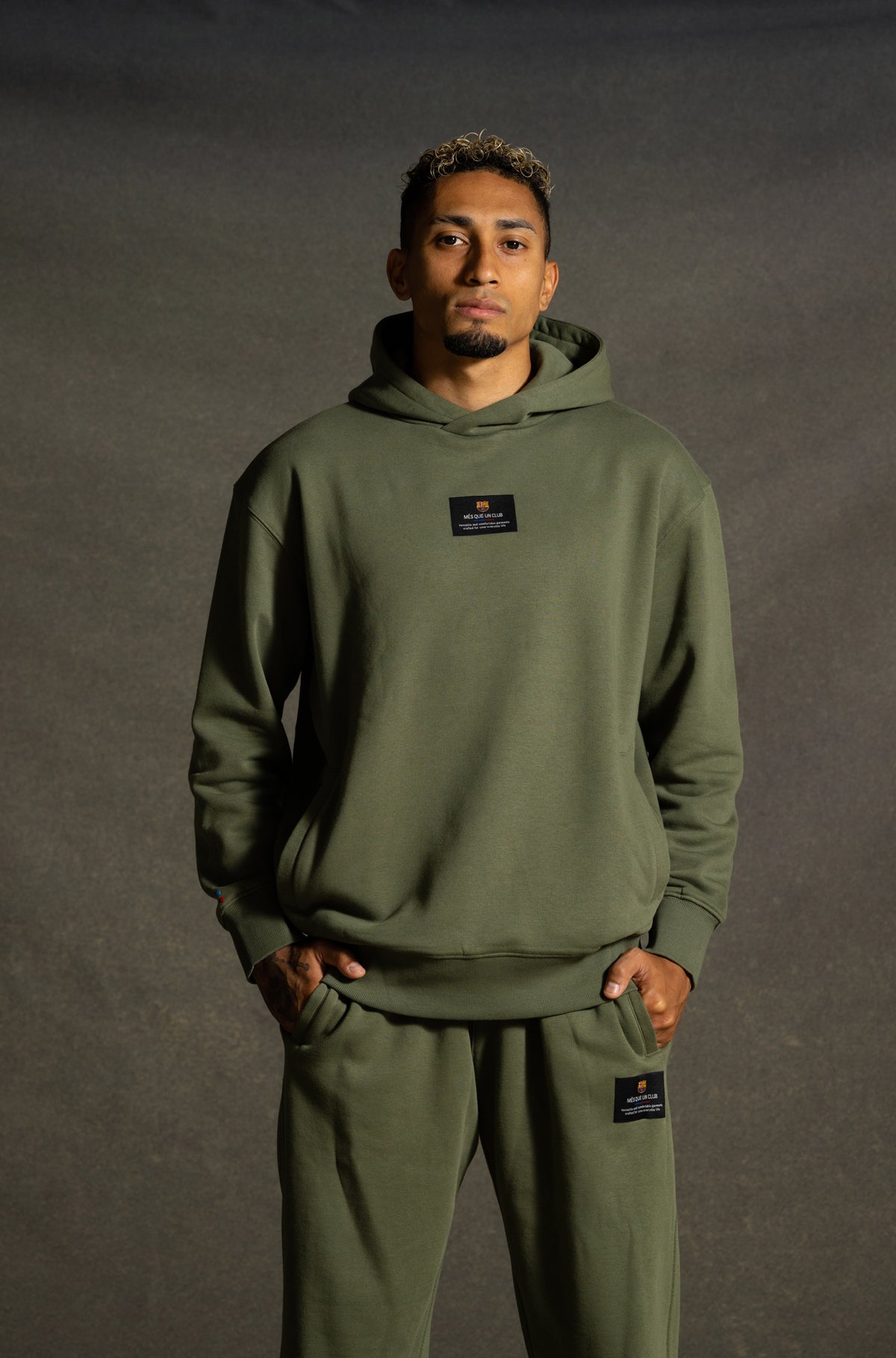 Sweat à capuche kaki Barça