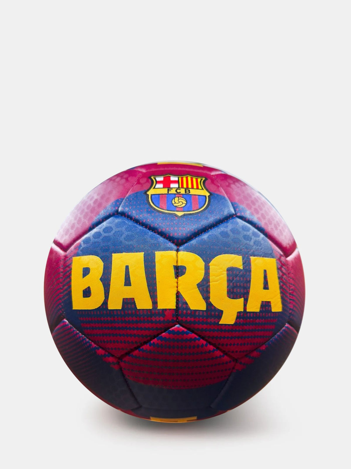 Barcelona soccer ball with team colors on a white background