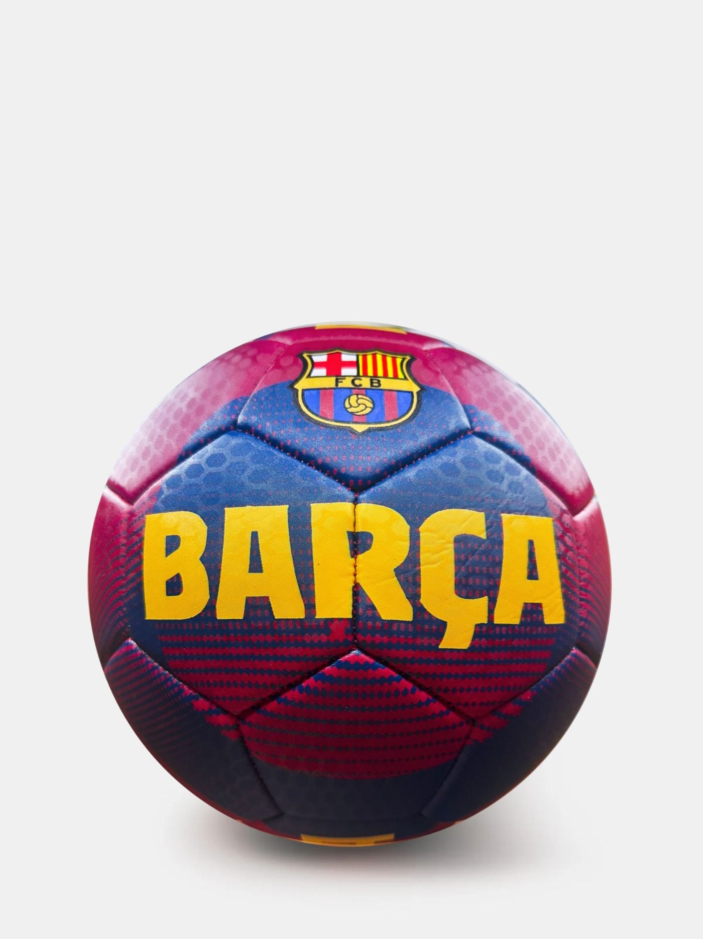 Barcelona soccer ball with team colors on a white background