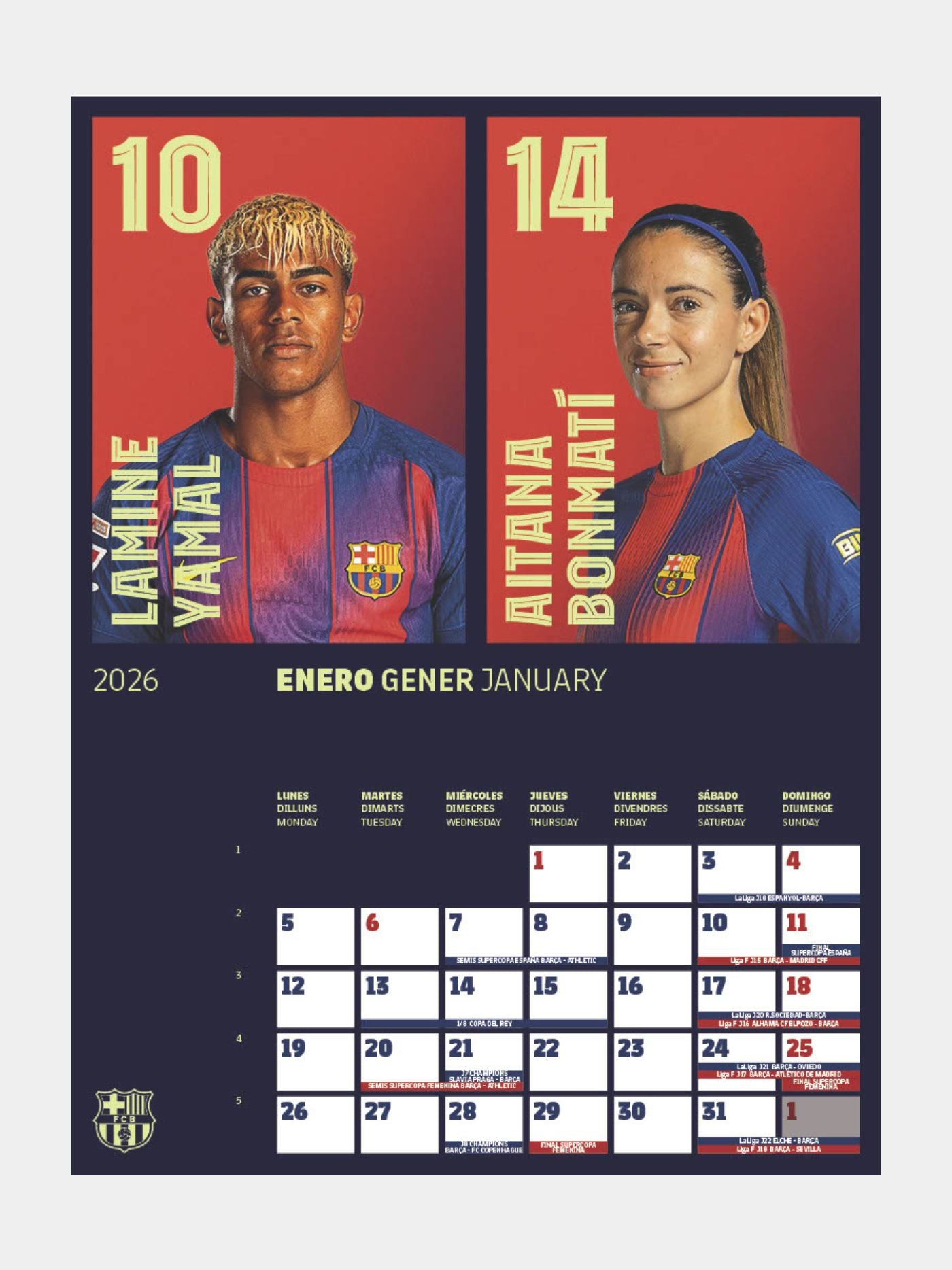 Calendari de Paret del FC Barcelona 2026