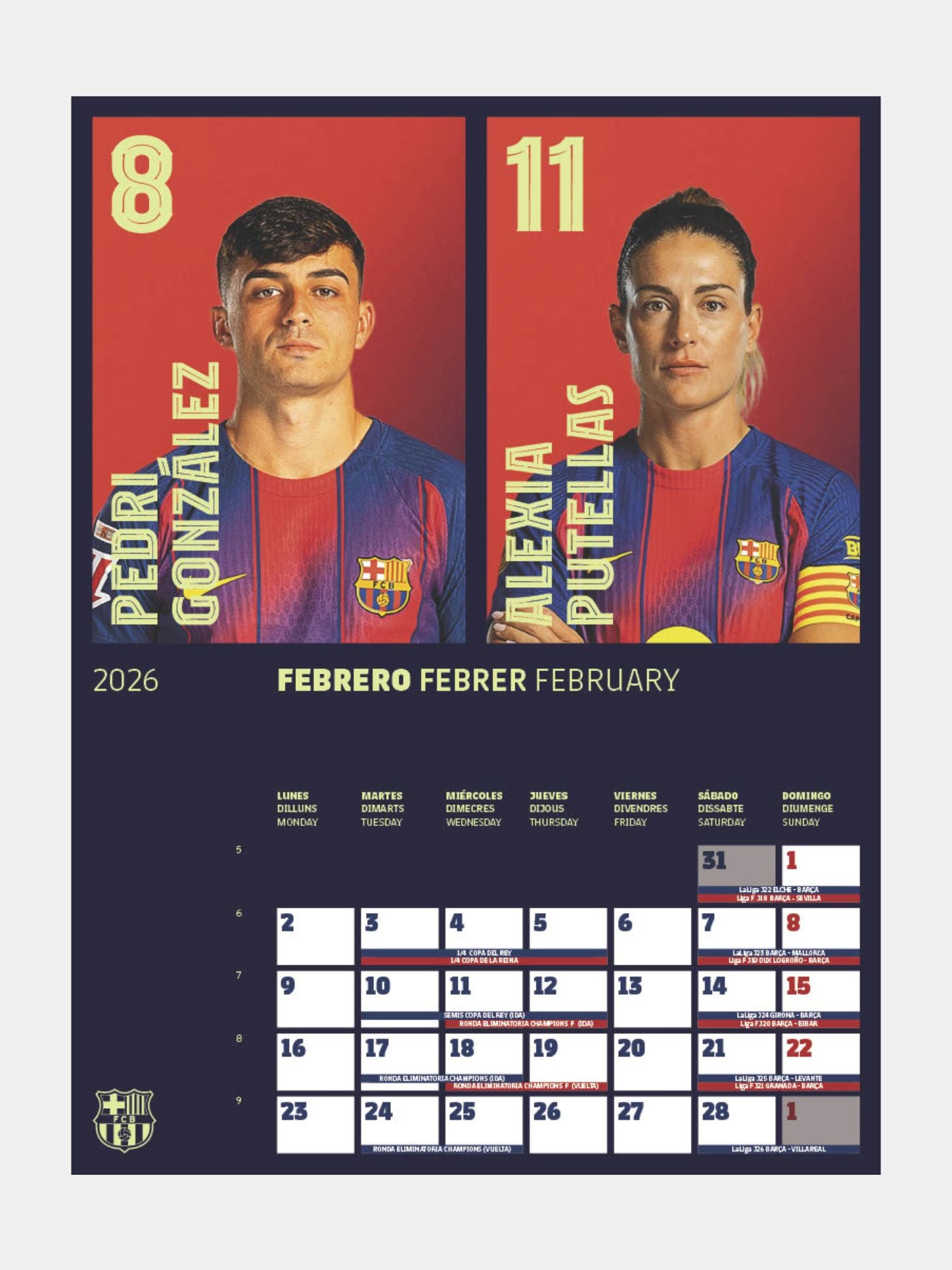 Calendario De Pared Del FC Barcelona 2026 Bar a Official Store calendario-de-pared-del-fc-barcelona-2026-bar-a-official-store