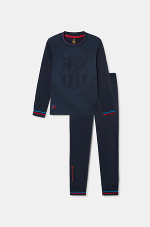 Pyjama FC Barcelone écusson marine - Junior