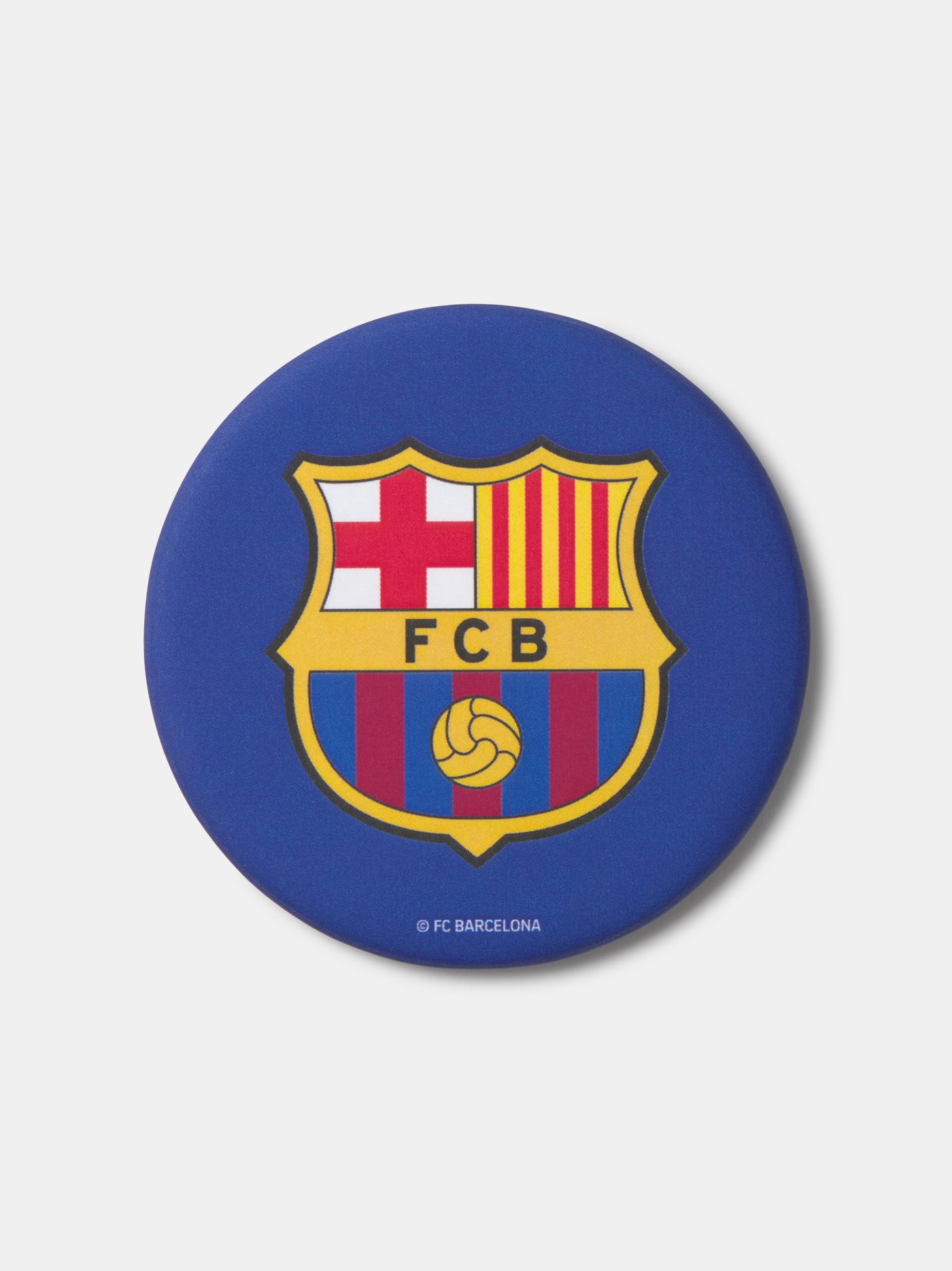FC Barcelona logo on a blue round coaster