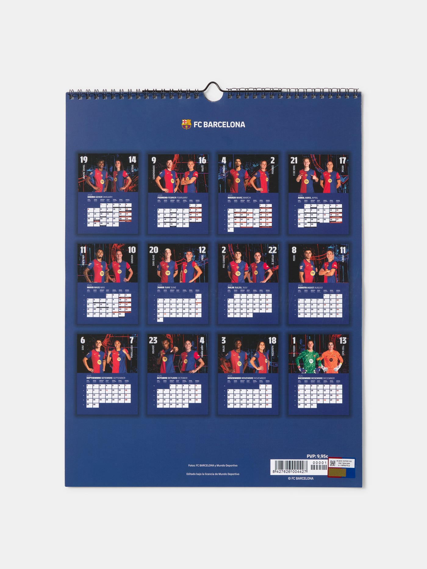 Calendario de pared FC Barcelona 2025