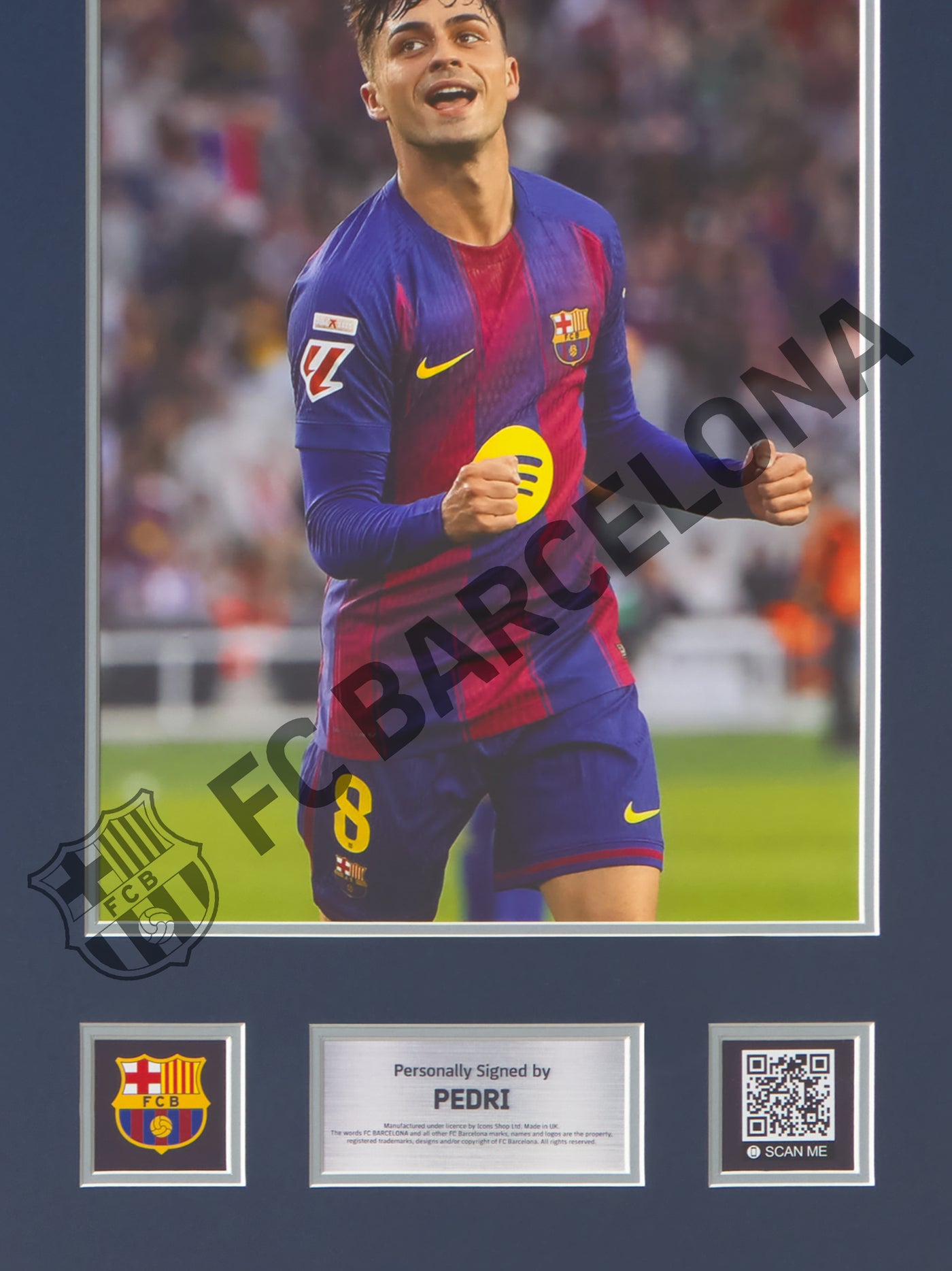 Maillot domicile 25/26 du FC Barcelona signé par Pedri et encadré