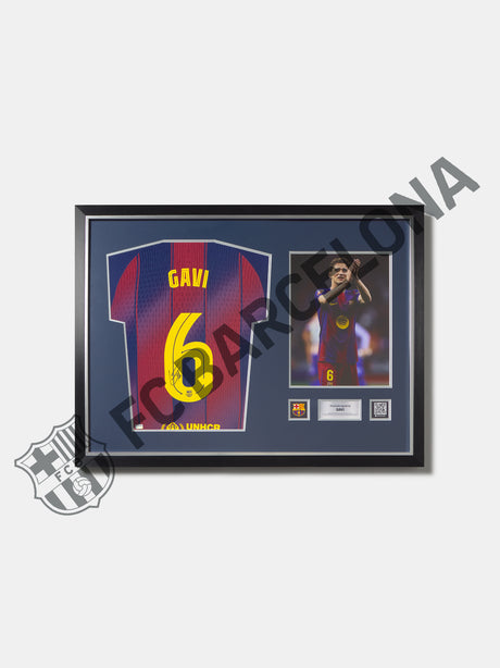 Gavi signed FC Barcelona 25-26 Home Shirt Frame