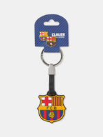 FC Barcelona keychain with brand packaging on a white background