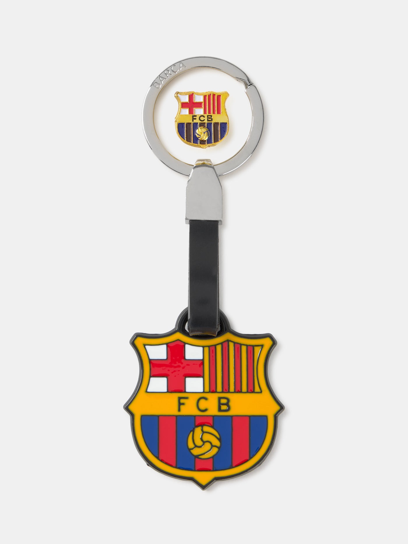 Keychain with FC Barcelona logo on a white background