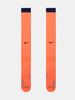 FC Barcelona third kit football socks in orange with navy blue details