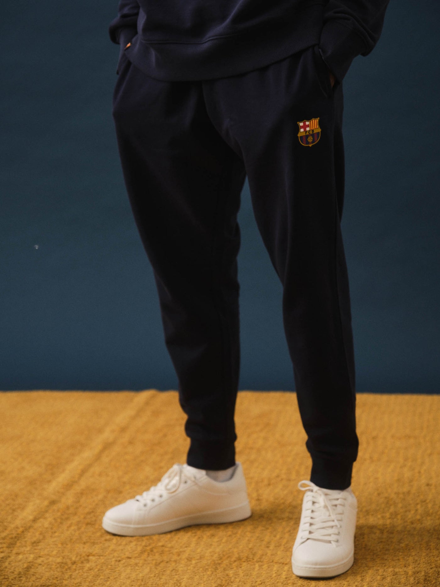 Navy Blue Sweatpants with Barça Crest