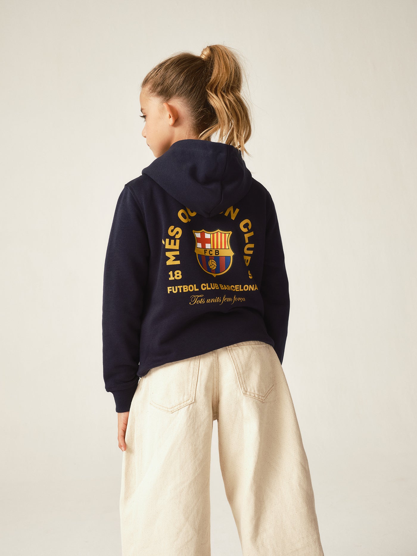 Dessuadora amb caputxa Core Blau Marí "MÉS QUE UN CLUB"