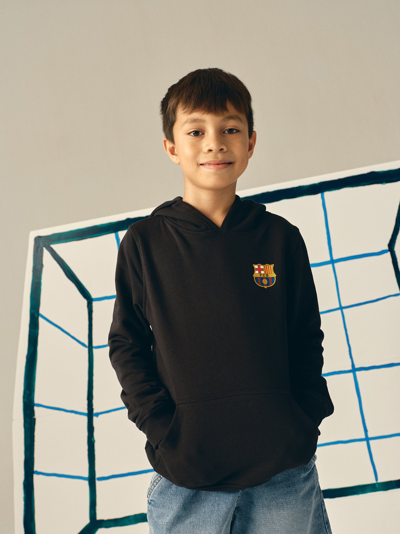 Hoodie black trencadis Barça - Junior