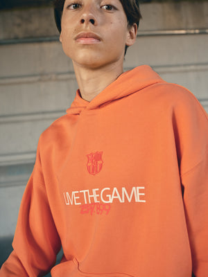 Hoodie Orange Barça Essentials - Junior