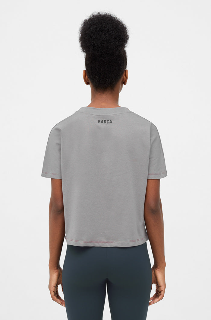 Crop top gris Barça - Mujer