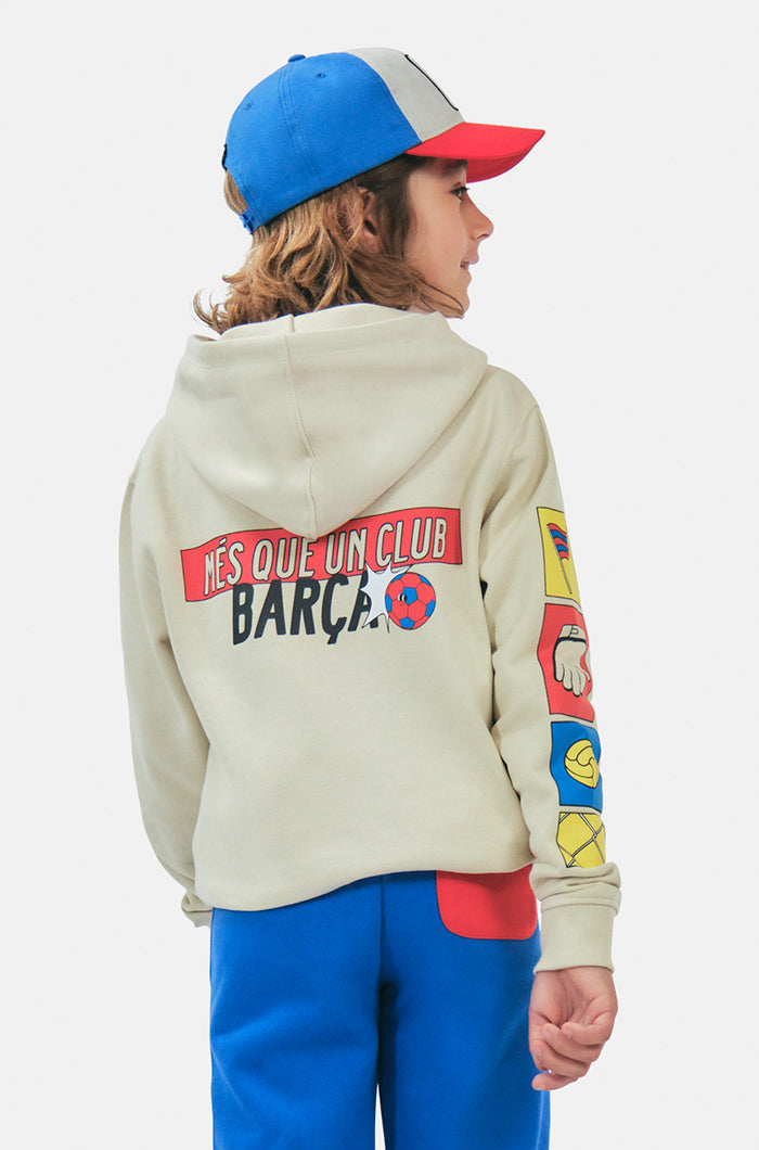 Sweatshirt mit beigem Barça-Motiv - Junior