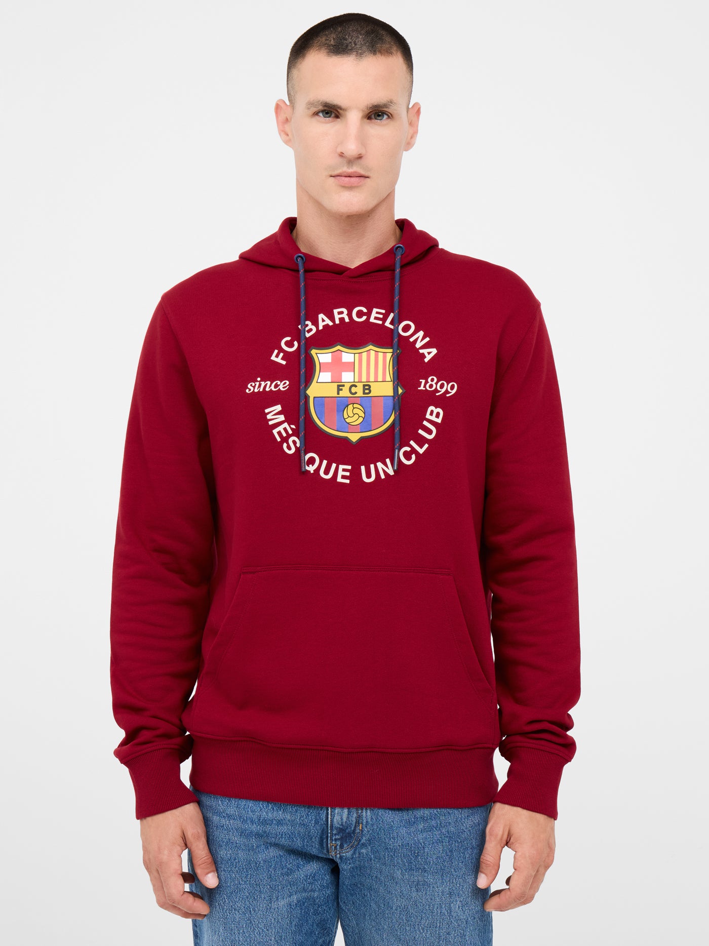 Sweat à Capuche Rouge avec Emblème Barça 