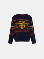 Pull de Noël Junior Bleu Marine FC Barcelone 
