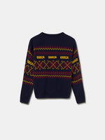 Pull de Noël Junior Bleu Marine FC Barcelone 