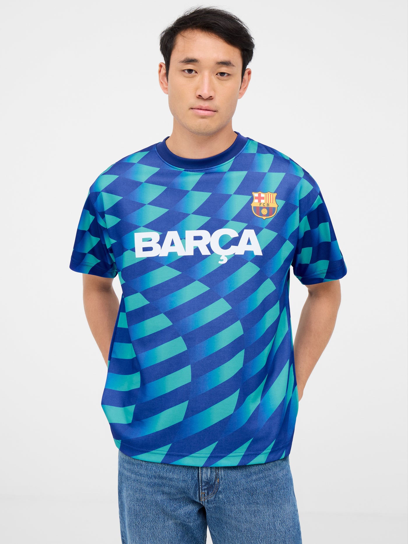 Camiseta estampada turquesa escudo Barça