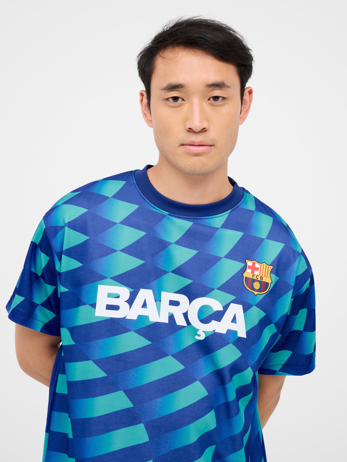 Print turquoise T-shirt crest Barça – Barça Official Store Spotify Camp Nou