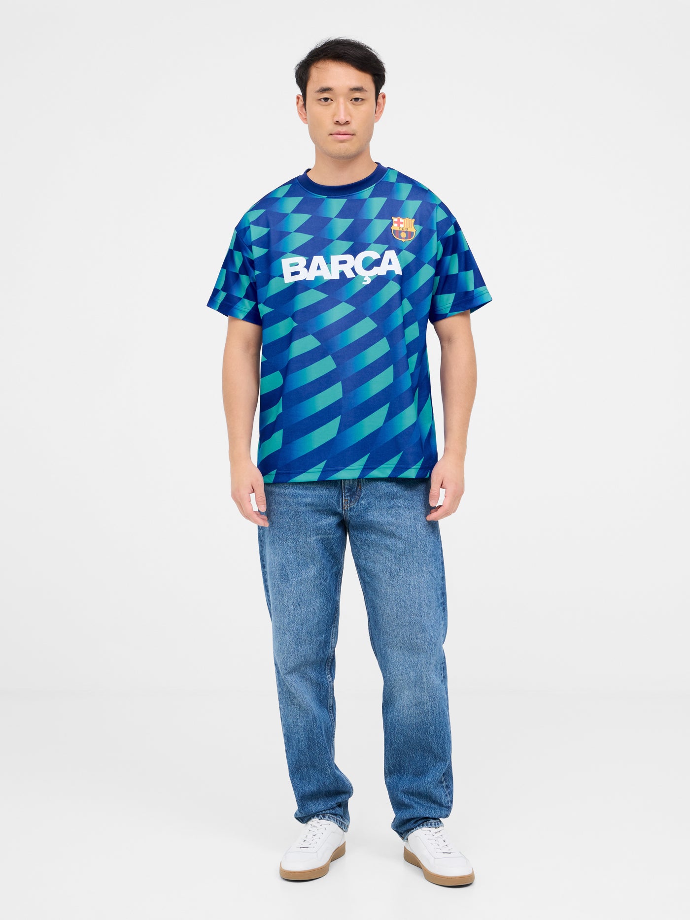 Print turquoise T-shirt crest Barça