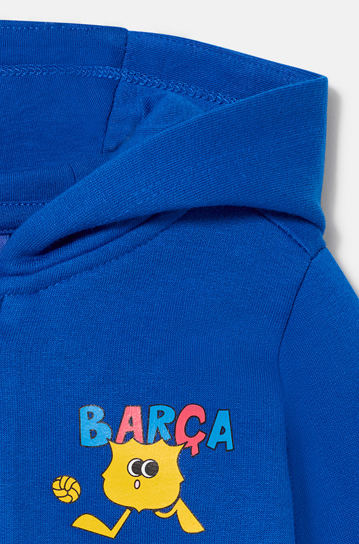 Barça-Sweatshirt mit Reißverschluss und animiertem Schild – Baby