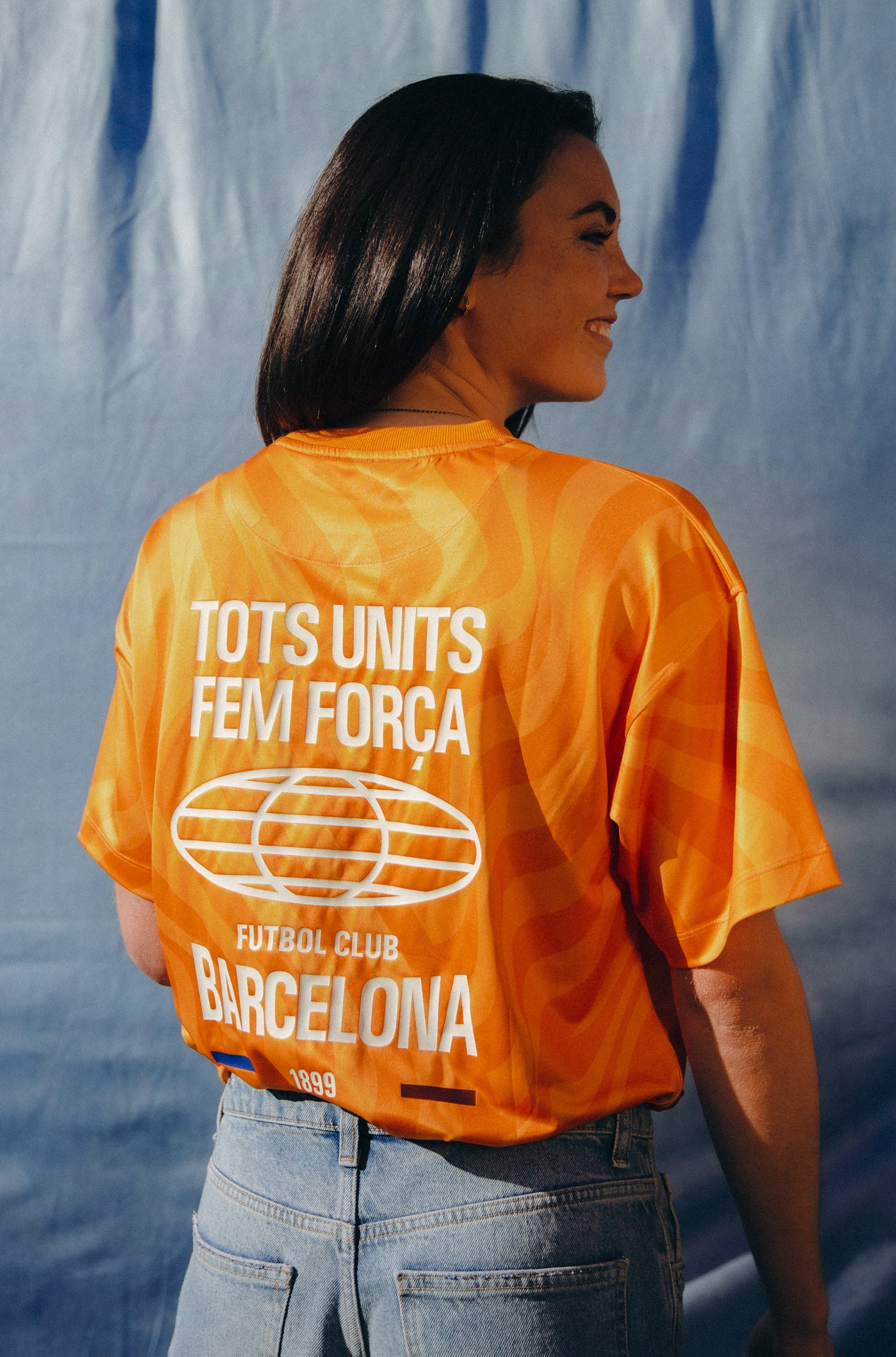 Samarreta de màniga curta amb trama Barça - Dona