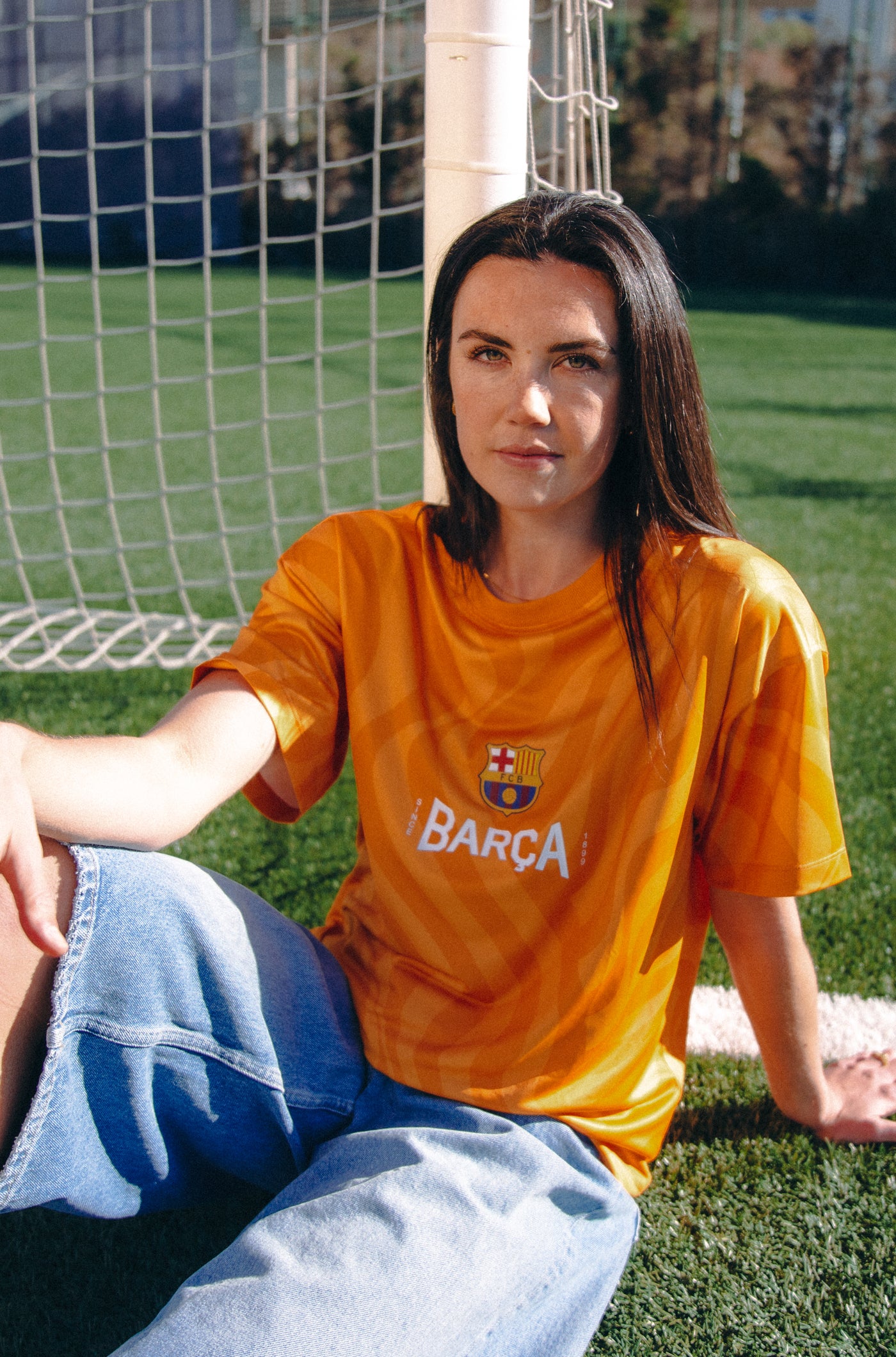Camiseta de manga corta con trama Barça - Mujer