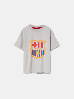 T-shirt Gris Logo Barça – Enfants