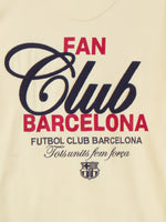 ream hoodie with bold 'Fan Club Barcelona' text on the back