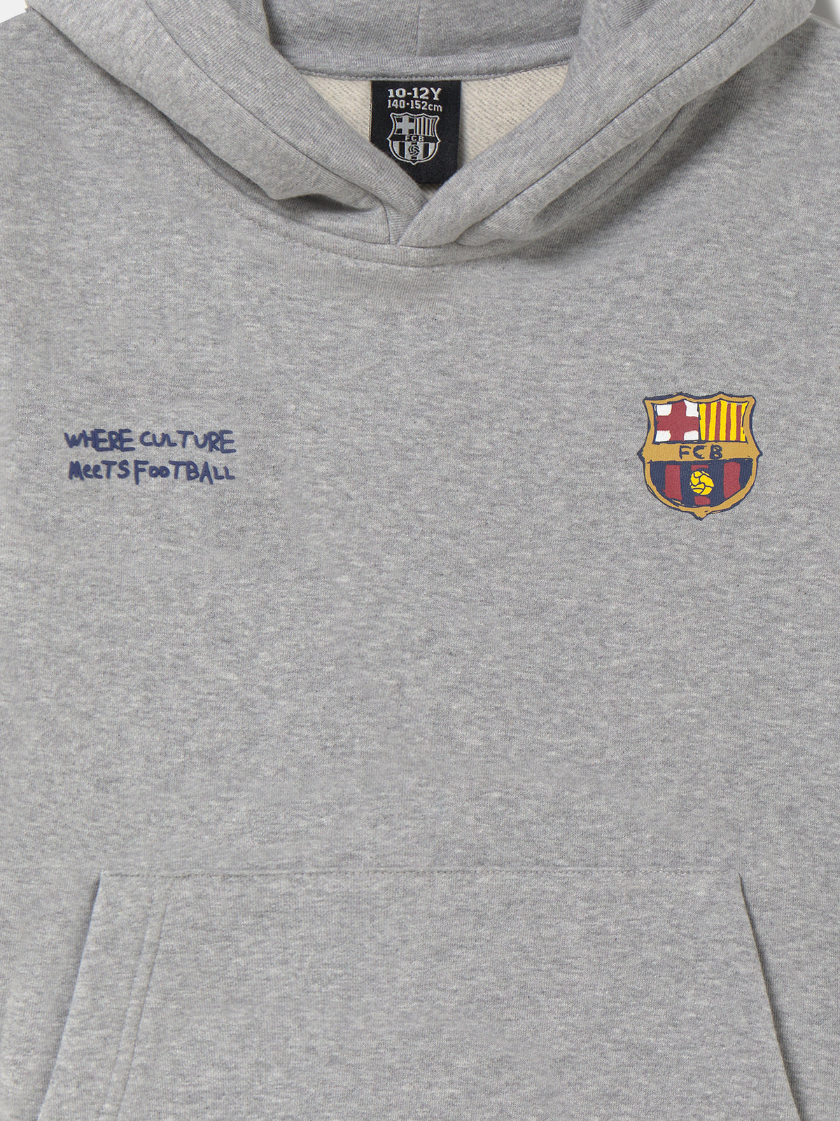 Dessuadora amb caputxa grisa niño/a Stadium Core Barça